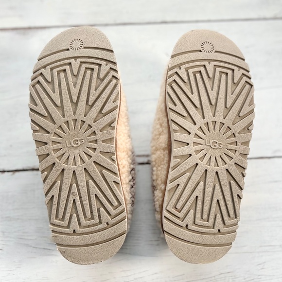 UGG Women's Platform Tazz Shearling Slippers Natural US 8 BRAID Ivory Red Fur - Picture 11 of 16